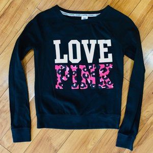 Victoria’s Secret Pink Black sweatshirt top love pink cotton cozy